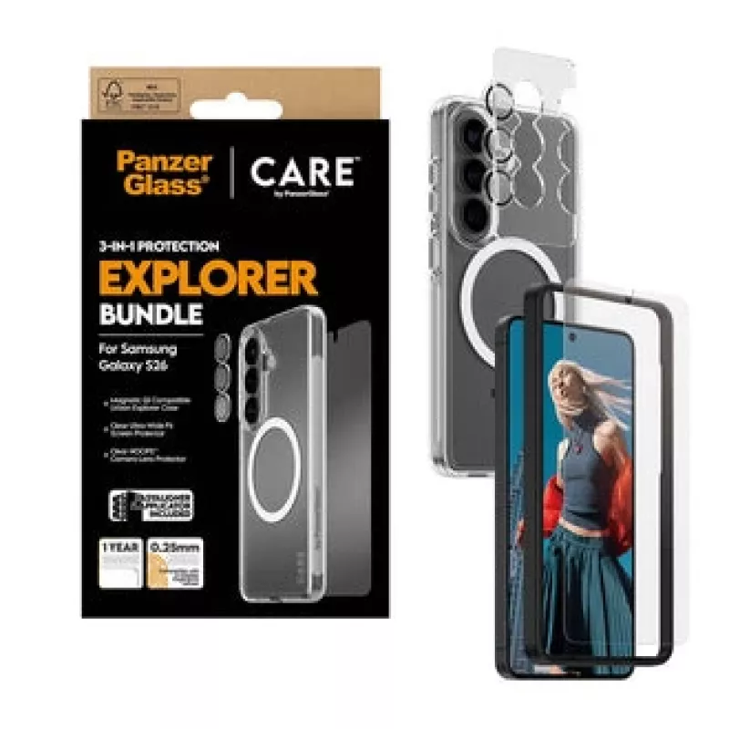PanzerGlass CARE 3-in-1 apsauginis stiklas Samsung Galaxy S (2026)
