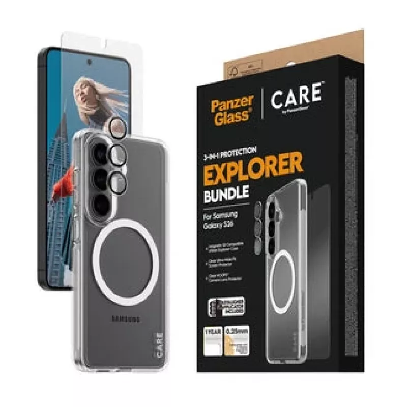 PanzerGlass CARE 3-in-1 apsauginis stiklas Samsung Galaxy S (2026)
