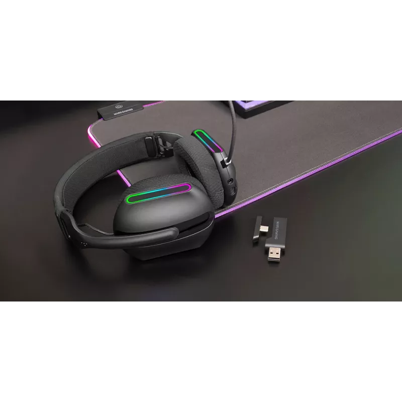 Mars Gaming MHW-PRO ausinės laidinės ir belaidės, ant galvos, USB Type-C, Bluetooth, juodos
