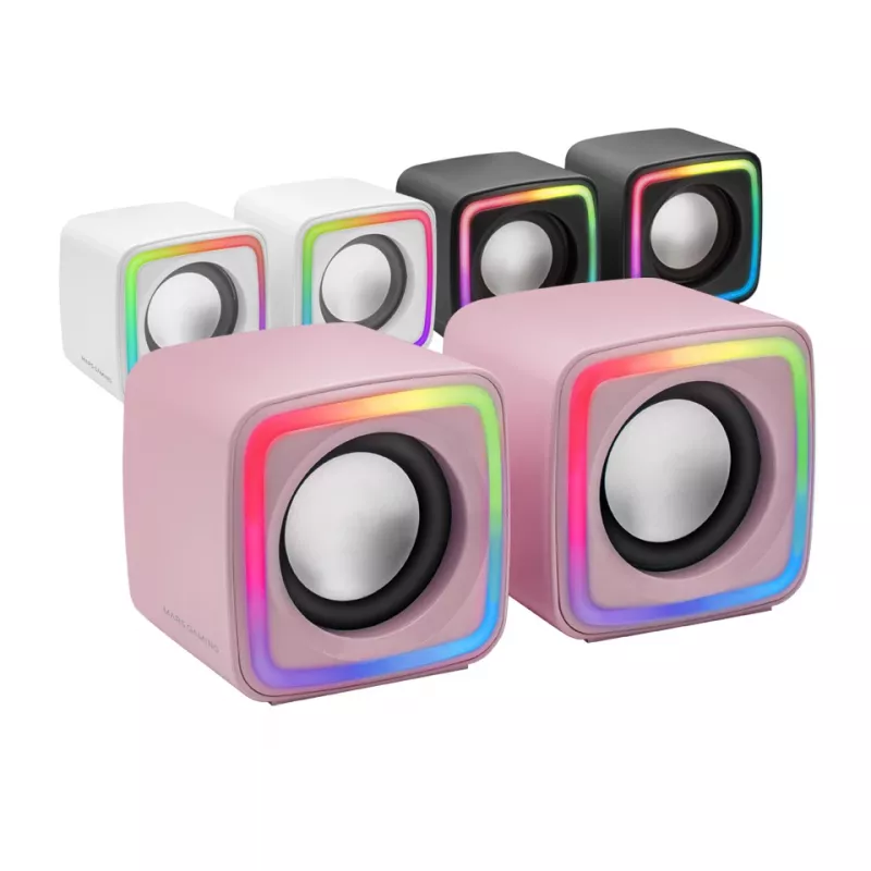 Mars Gaming MSCUBEP Pink kompaktiški RGB garsiakalbiai žaidimams 8W DSP garso procesorius