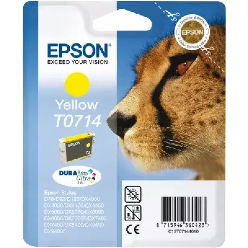 Epson Cheetah Singlepack Geltona T0714 DURABrite Ultra kasetė