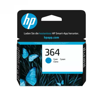 HP 364 Cyan Original rašalo kasetė, žydra, 1 vnt., 300 puslapių