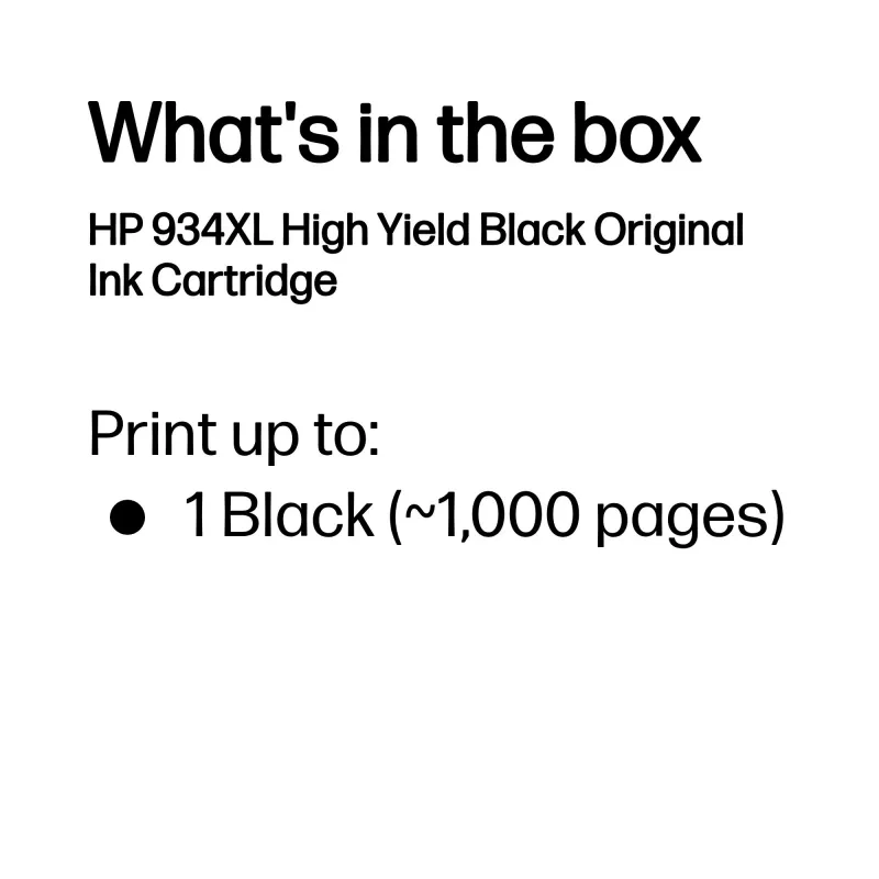 HP 934XL didelės talpos juoda originali kasetė, juoda, 1 vnt., 1000 puslapių