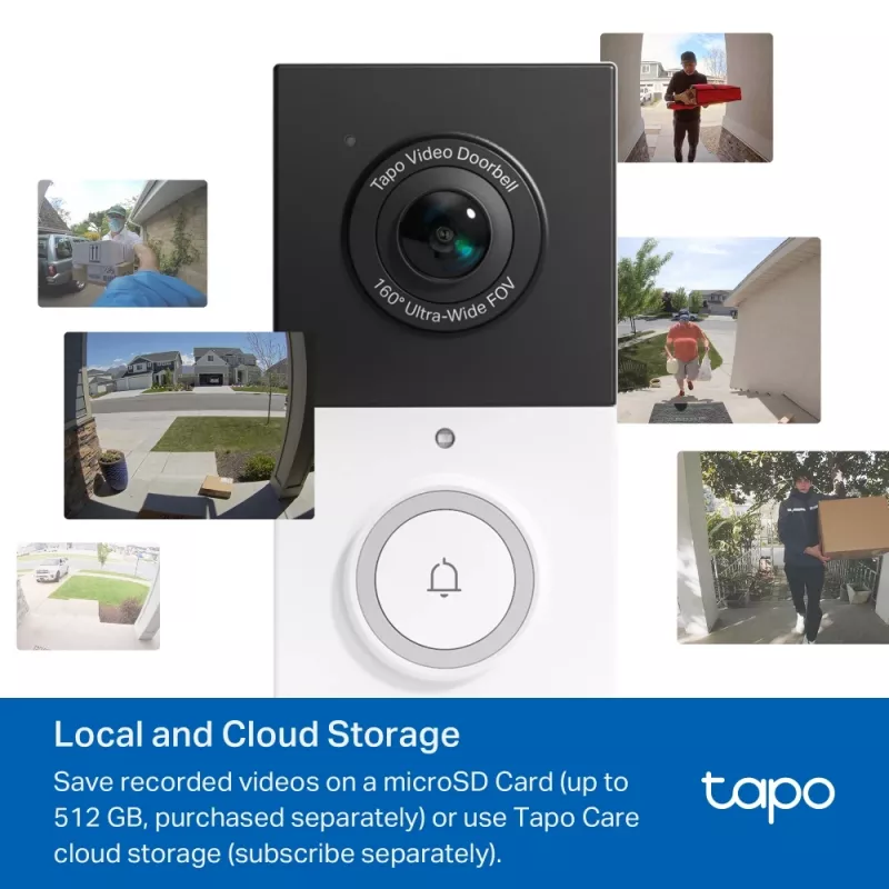 TP-Link Tapo D210 vaizdo durų skambutis su D100C garsiniu signalu, 3 MP, 2K, belaidis