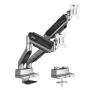 Universalus ergonomiškas dviejų monitorių stovas ant stalo, dujinis spyruoklinis 17-35 15kg, VESA 75x75 / 100x100, ER-446