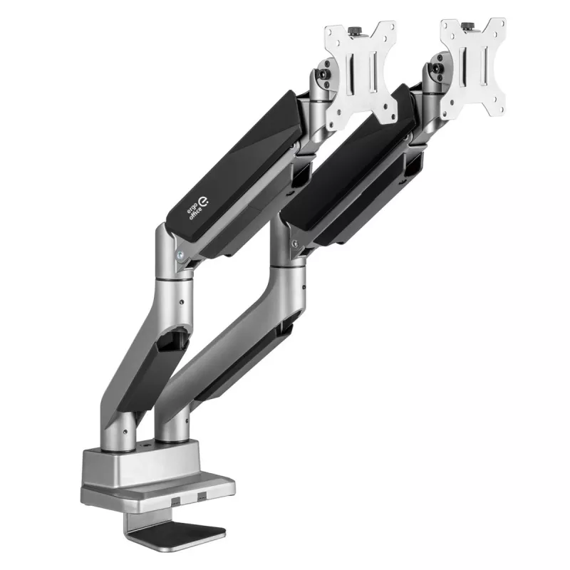 Universalus ergonomiškas dviejų monitorių stovas ant stalo, dujinis spyruoklinis 17-35 15kg, VESA 75x75 / 100x100, ER-446