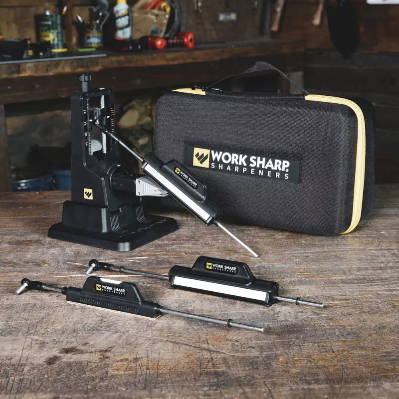 Rankinis peilių galąstuvas Work Sharp Precision Adjust Elite 09DX066 – reguliuojamas kampas, deimantiniai akmenys, odinis apdaila, nailoninis korpusas