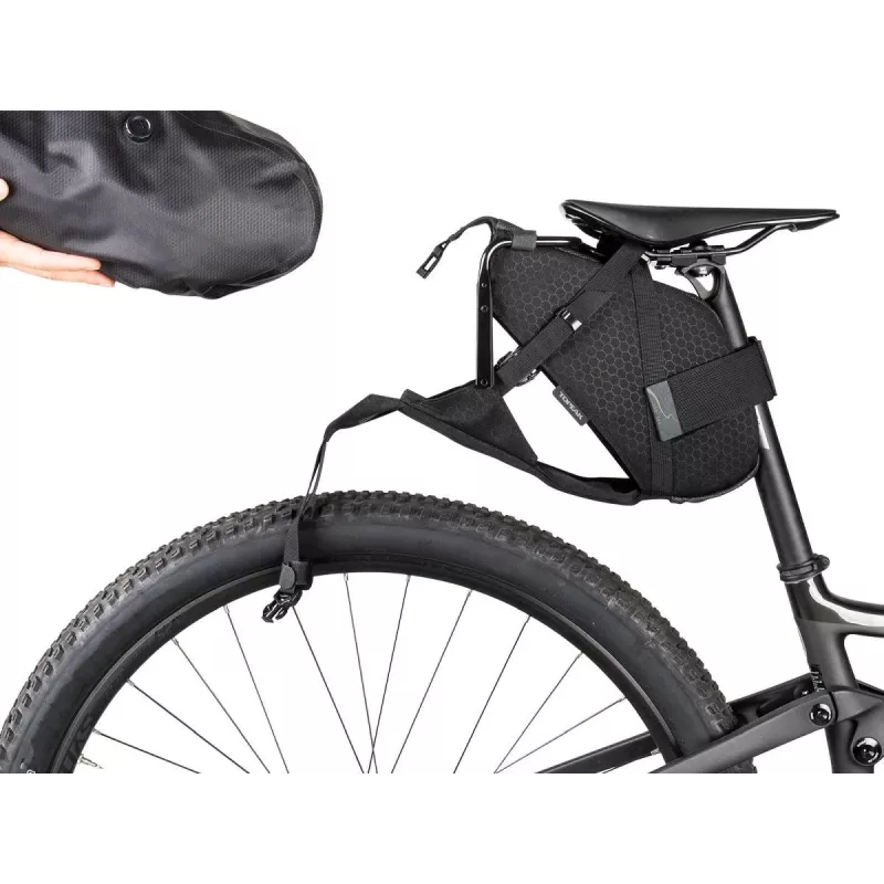 Bagažinė ant sėdynės strypo TOPEAK BackLoader X 15L Juoda – kuprinė ant galinės sėdynės strypo, 15 L talpa