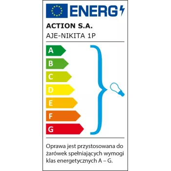 Sieninis šviestuvas ActiveJet NIKITA Patyna E27 vienam lemputės lizdui, metalinis korpusas, IP20, 220–240V, 60W, baltas stiklas