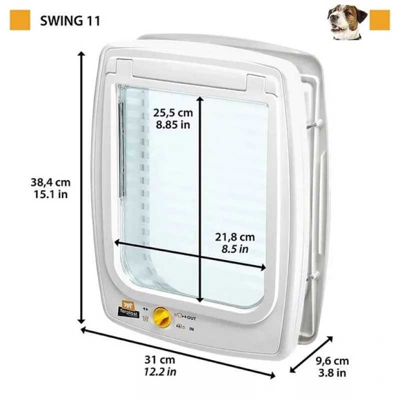 FERPLAST Swing 11 pilka – durys šunims ir katėms – 31 x 9,6 x 38,4 cm