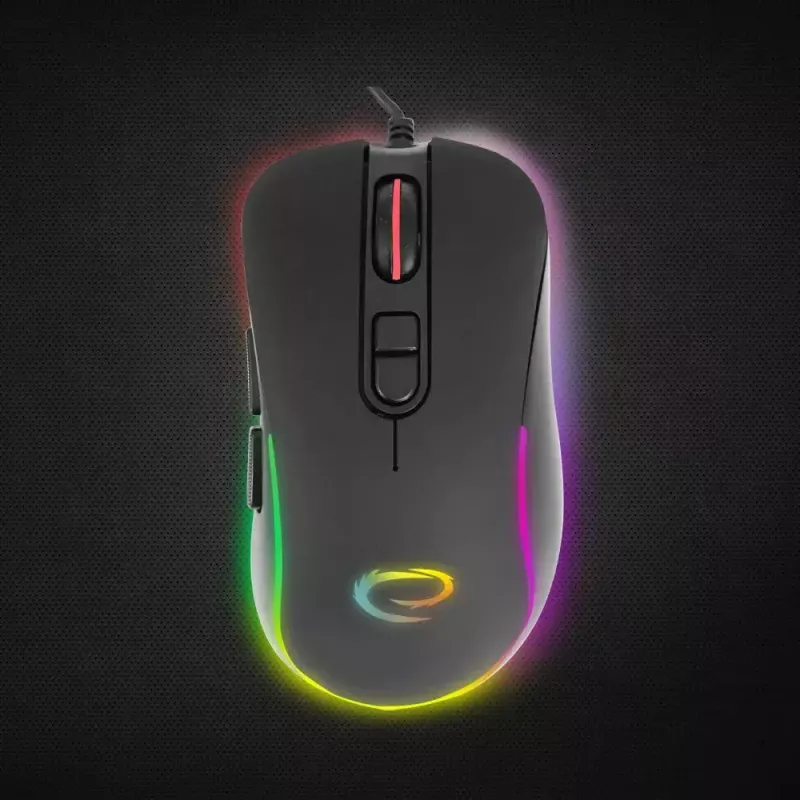 Žaidimų pelė ESPERANZA EGM303 USB Type-C, optinė 2400 DPI, 7 mygtukai, RGB, dešinei rankai, juoda