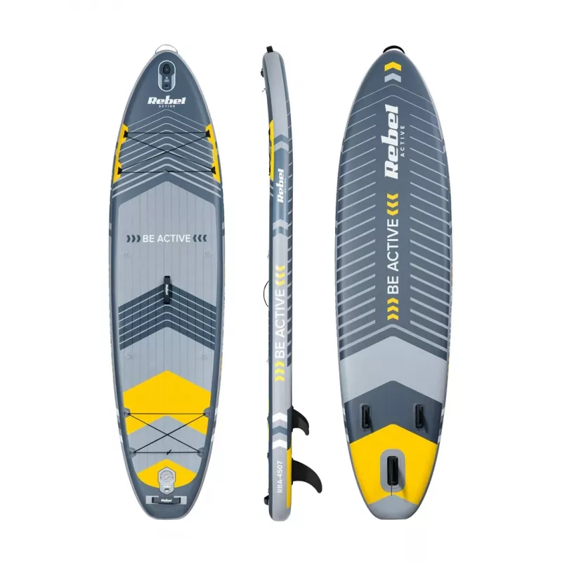 Pripučiama irklenčių lenta Rebel ACTIVE 350x81x15 cm komplektas - modelis RBA-4500, universali turistinė SUP lenta