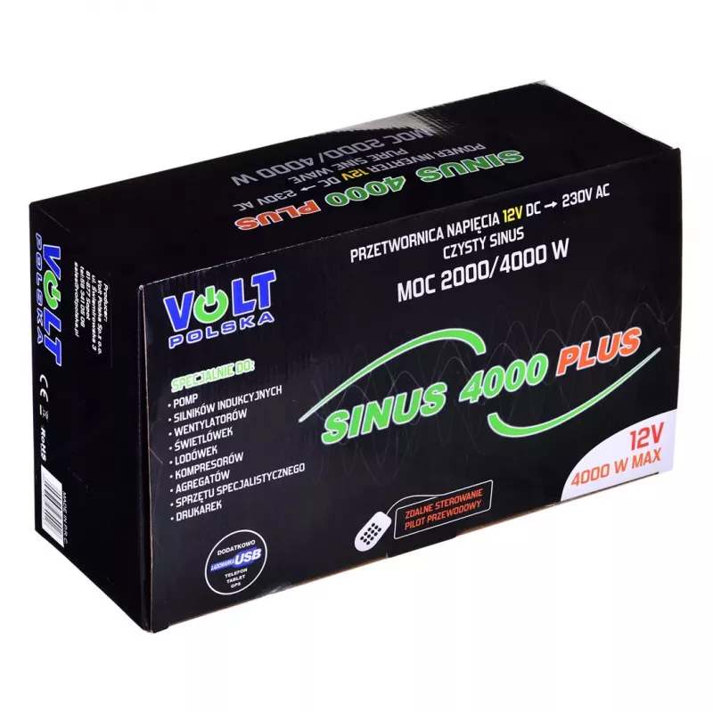 Galios keitiklis Volt Sinus 4000 Plus 4000W 12V – grynas sinusas, 4000 W nuolatinė galia