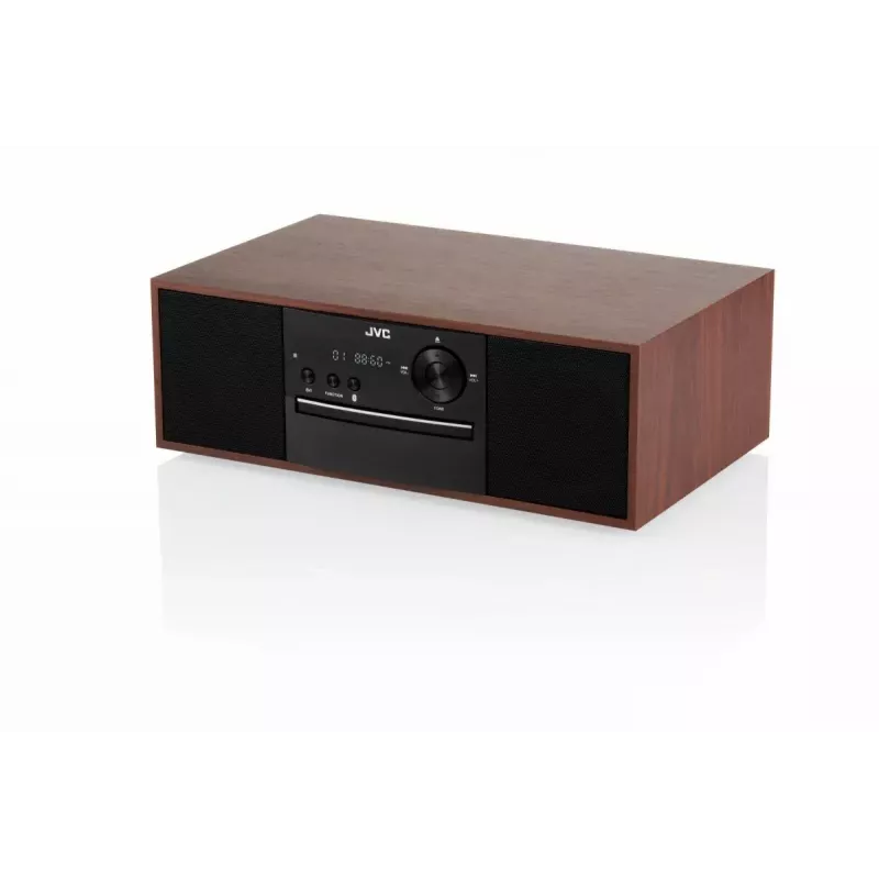 Mini bokso kolonėlė JVC RD-E761, 2x8W RMS, Bluetooth 4.2, USB, CD, FM, medinis korpusas, juoda