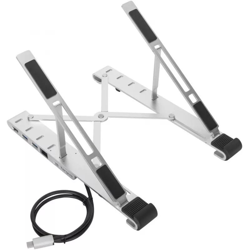 Nešiojamas stovas su integruotu dokstotės stoteliu + nešiojamojo kompiuterio laikiklis USB-C 3.2 Gen 1 Thunderbolt 3