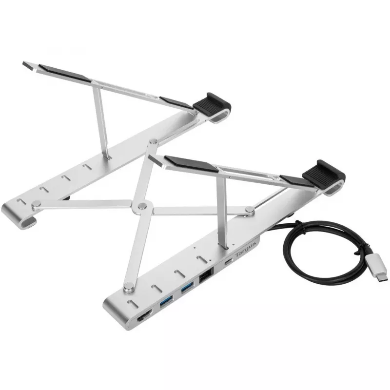 Nešiojamas stovas su integruotu dokstotės stoteliu + nešiojamojo kompiuterio laikiklis USB-C 3.2 Gen 1 Thunderbolt 3