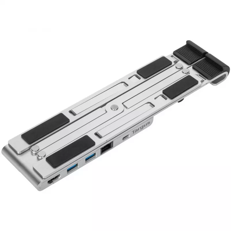 Nešiojamas stovas su integruotu dokstotės stoteliu + nešiojamojo kompiuterio laikiklis USB-C 3.2 Gen 1 Thunderbolt 3