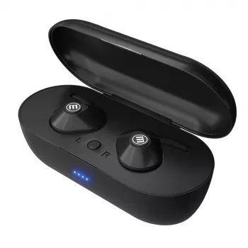 MAXELL MINI DUO belaidės ausinės su įkrovimo dėklu juodos