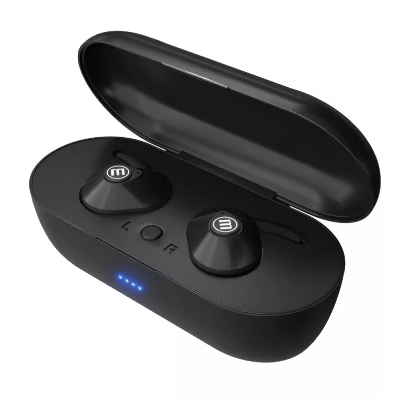 MAXELL MINI DUO belaidės ausinės su įkrovimo dėklu juodos