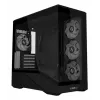 Mini bokštinis kompiuterio korpusas Lian Li Vector V100R MINI — Mini-ITX/Micro-ATX, grūdintas stiklas, 3x120mm šoniniai + 1x120mm galinis ventiliatoriai, 2x 2,5 colio + 1x 3,5 colio vietos, juodas
