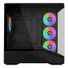 Mini bokštinis kompiuterio korpusas Lian Li Vector V100R MINI — Mini-ITX/Micro-ATX, grūdintas stiklas, 3x120mm šoniniai + 1x120mm galinis ventiliatoriai, 2x 2,5 colio + 1x 3,5 colio vietos, juodas