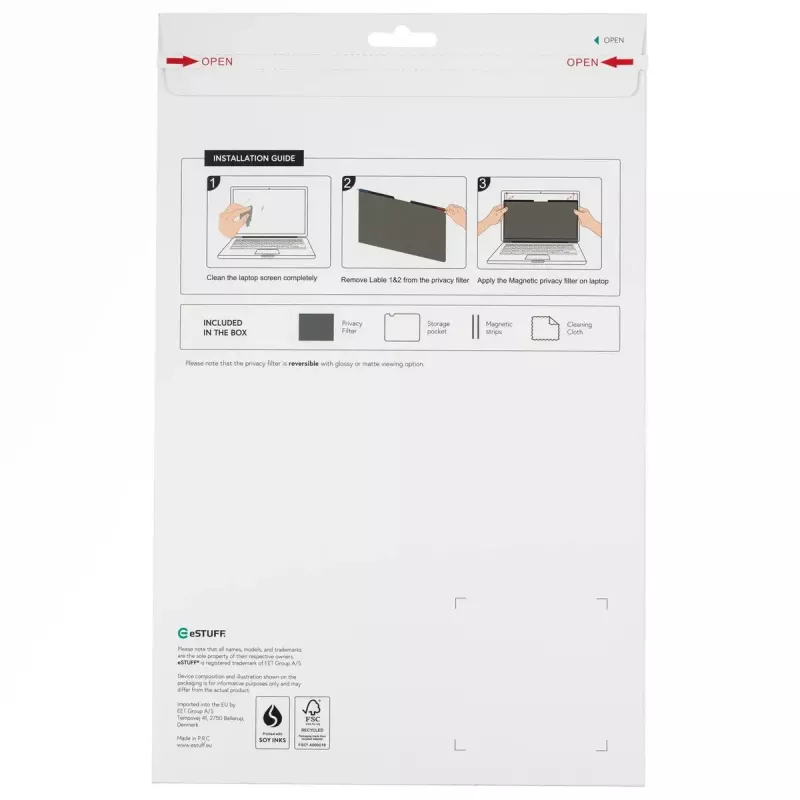 Privatumo filtras eSTUFF GLBM15326229 ekranui (anti-glare, privatumo apsauga)