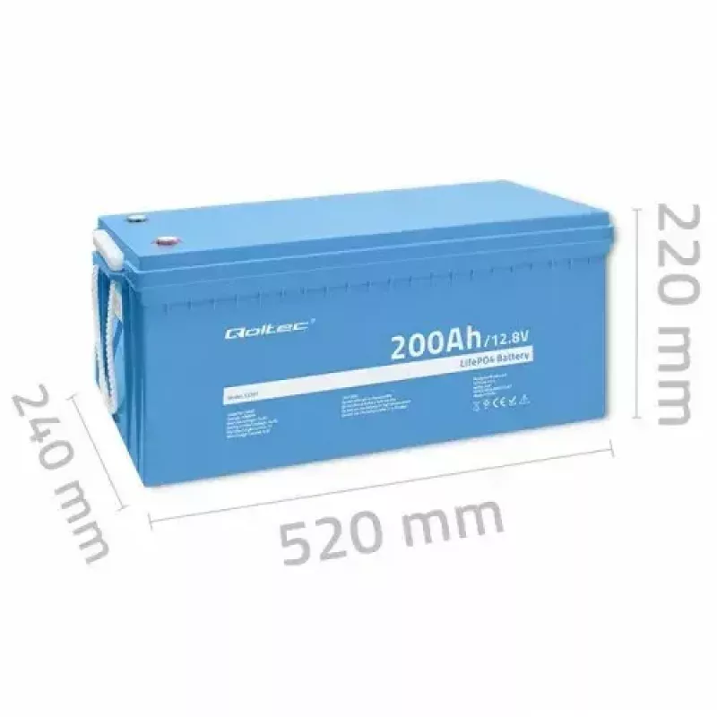 Qoltec 53707 automobilinis akumuliatorius LiFePO4 200 Ah 12,8 V