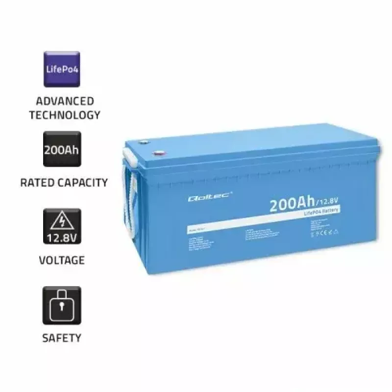 Qoltec 53707 automobilinis akumuliatorius LiFePO4 200 Ah 12,8 V