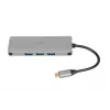 USB C hubas IBOX IUH3RJ4K, 3x USB-A 3.2 Gen1, USB-C 3.2 Gen2, RJ-45, HDMI 4K, sidabrinis