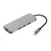 USB C hubas IBOX IUH3RJ4K, 3x USB-A 3.2 Gen1, USB-C 3.2 Gen2, RJ-45, HDMI 4K, sidabrinis
