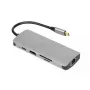 USB C hubas IBOX IUH3RJ4K, 3x USB-A 3.2 Gen1, USB-C 3.2 Gen2, RJ-45, HDMI 4K, sidabrinis
