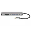Dokavimo stotelė iBox IUH3SL4K USB Type-C 5 Gbit/s, HDMI 4K@30Hz, PD iki 100W, 2x USB-A, 2x USB-C, kortelių skaitytuvas, sidabrinė