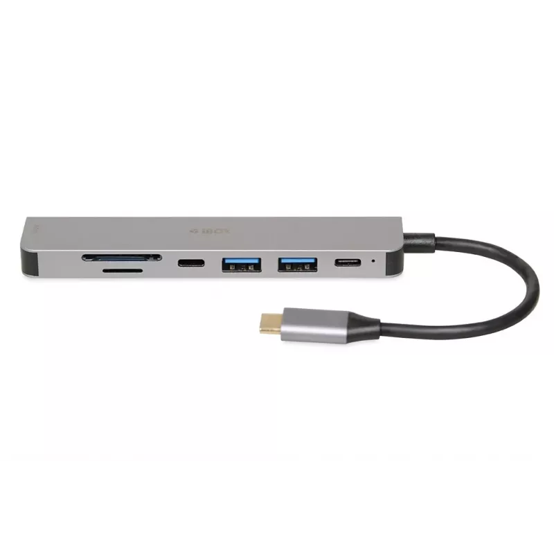 Dokavimo stotelė iBox IUH3SL4K USB Type-C 5 Gbit/s, HDMI 4K@30Hz, PD iki 100W, 2x USB-A, 2x USB-C, kortelių skaitytuvas, sidabrinė