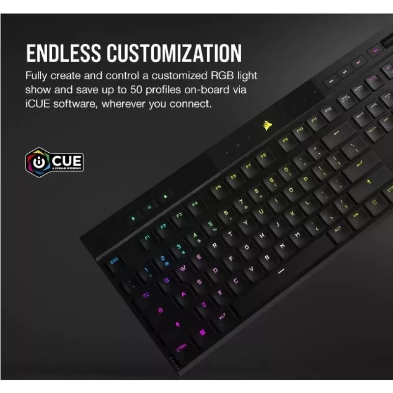Belaidė mechaninė klaviatūra CORSAIR K100 AIR RGB Ultra Thin Cherry MX