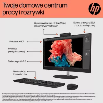 HP 24-cr0312nw AMD Ryzen™ 5 7520U 60,5 cm (23,8 inch) 1920 x 1080 px All-in-One kompiuteris 16 GB LPDDR5-SDRAM 512 GB SSD Windows 11 Home Wi-Fi 6 (802.11ax) Baltas