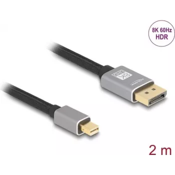DeLOCK Mini DisplayPort į DisplayPort laidas 8K 60 Hz 2 m pilka metalas