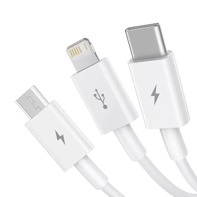 USB laidas Baseus Superior USB 2.0 1,5 m USB A / USB-C / Micro USB / Lightning baltas