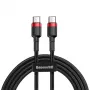 USB-C laidas Baseus Cafule 2m juodai raudonas