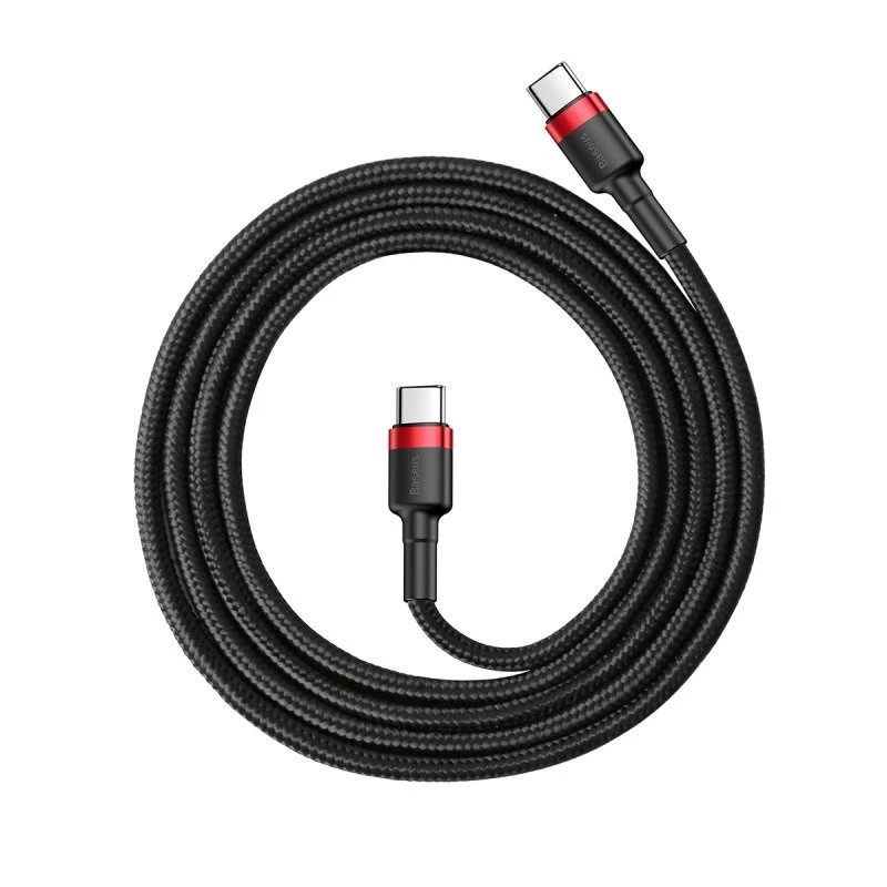 USB-C laidas Baseus Cafule 2m juodai raudonas