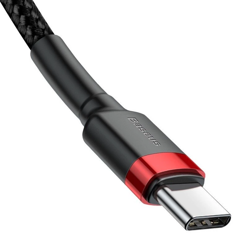USB-C laidas Baseus Cafule 2m juodai raudonas