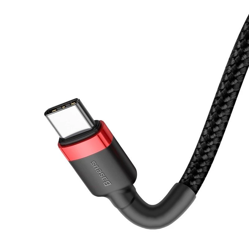 USB-C laidas Baseus Cafule 2m juodai raudonas