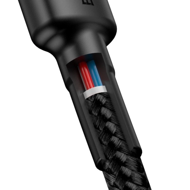 USB-C laidas Baseus Cafule 2m juodai raudonas