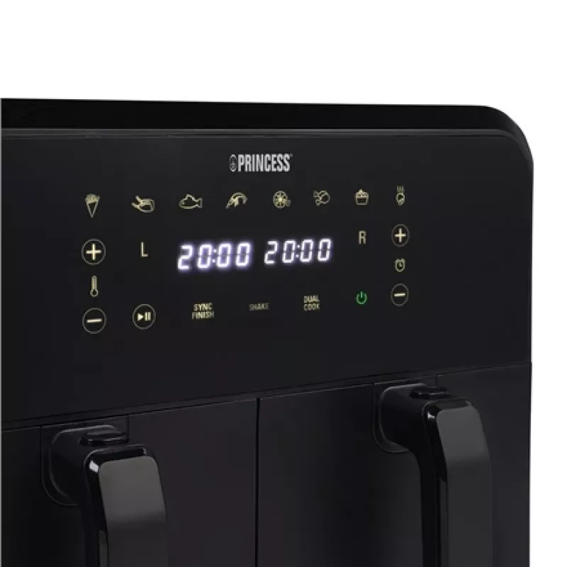 Oro gruzdintuvė Princess 1.182068.01.001 dviejų krepšių 8 L 2400 W 220°C jutiklinis LED (juoda)