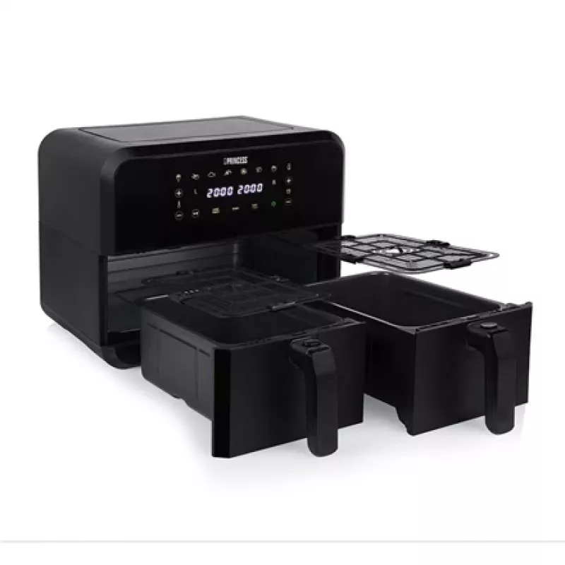 Oro gruzdintuvė Princess 1.182068.01.001 dviejų krepšių 8 L 2400 W 220°C jutiklinis LED (juoda)
