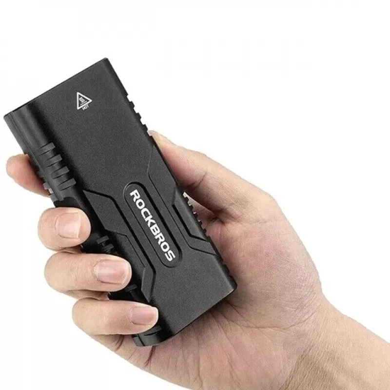 Rockbros Dviračio žibintas su power bank funkcija + USB-C į USB-A laidas, 850 lm, juodas