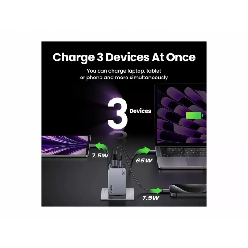 UGREEN Nexode Pro 3 prievadų GaN PD greitasis įkroviklis 2 USB Type-C