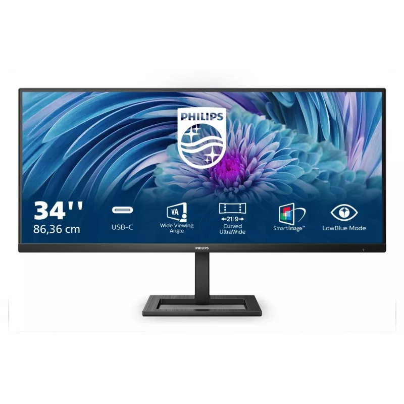 Philips E Line 346E2LAE/00 LED monitorius 86,4 cm (34 inch) 3440 x 1440 pikselių Wide Quad HD LCD juodas (pažeista pakuotė)