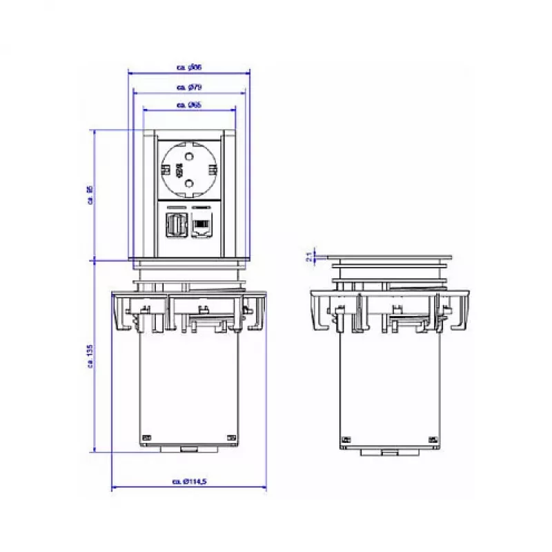 BACHMANN lifto jungtis 1x apsauginis kontaktas, 1x CAT6, 1x USB 3.0 - priedai maitinimui
