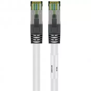 Goobay CAT 8.1 Patch Laidas, S/FTP (PiMF), Baltas, 0,5 m - LSZH Halogen-Free, Varis AWG 24 (55123)