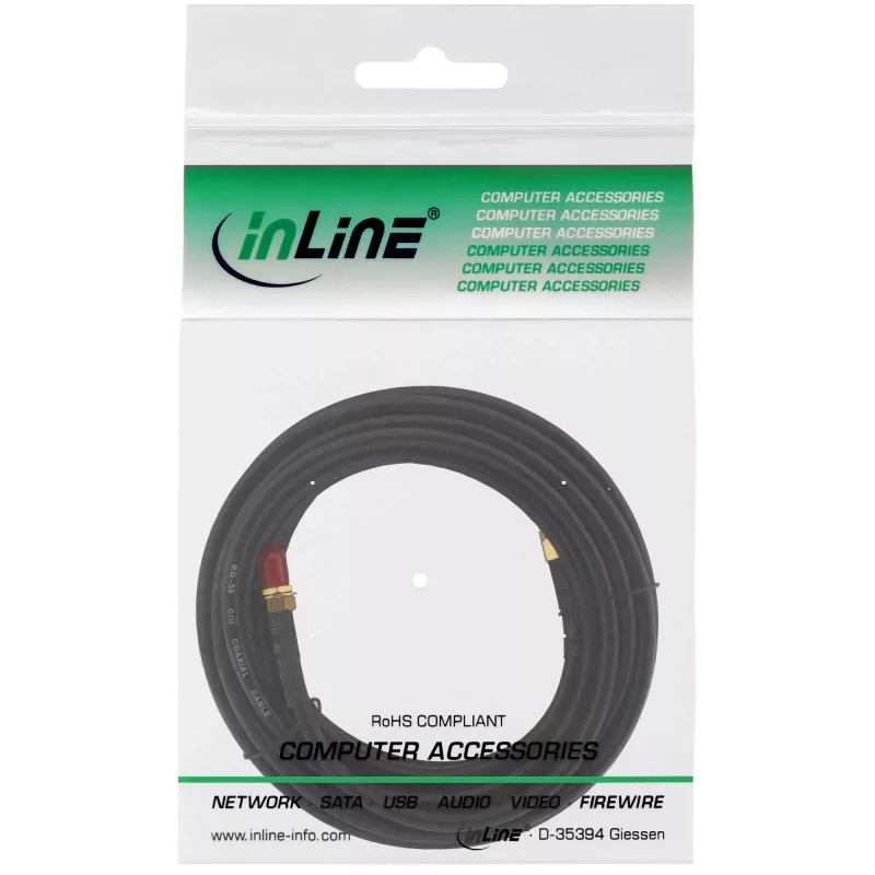 Tinklo laidas InLine WIFI Cable R-SMA kištukas – R-SMA mova 10m